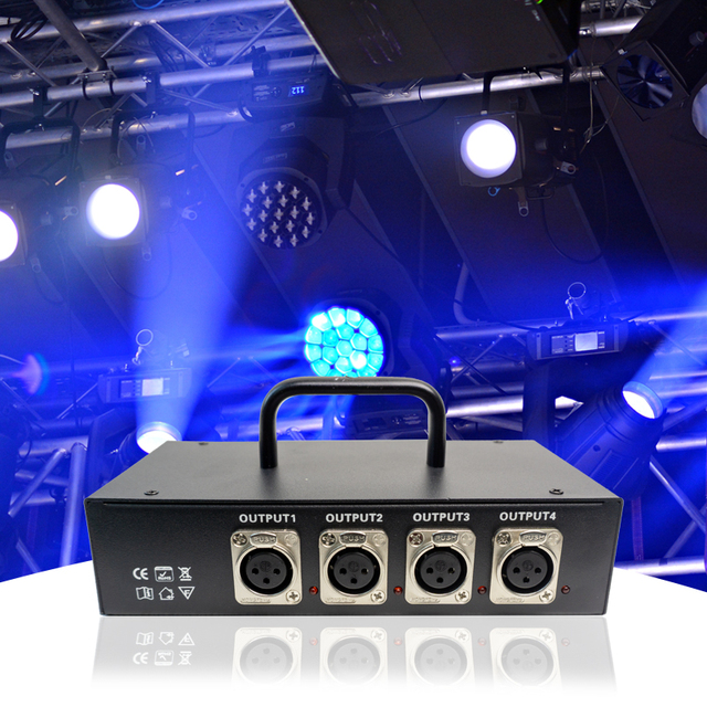 Professional Stage Light Controller DMX512 Splitter Light Signal Amplifier Splitter 4 Way DMX Distributor for Stage Equipment