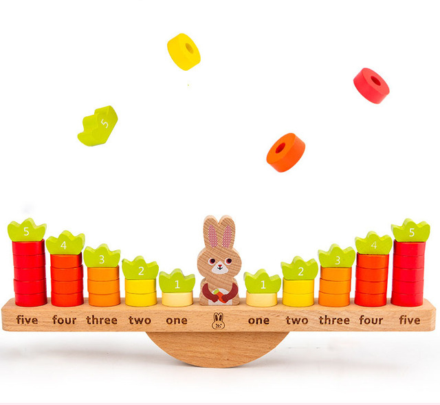 Children's Wooden Toy Early Education Enlightenment Cognitive Rabbit Balance Number Arithmetic Formula Table Card