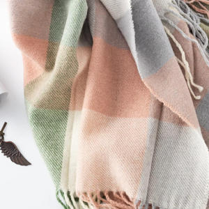 Bufanda a cuadros de lana Manta de invierno para hombres y mujeres Cálido 30% Lana 70% Bambú Chales a cuadros Cachemira - Product Image 4