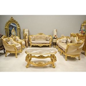 Sofá de sala de estar Royal para ocho personas, fabricado con estructura de madera maciza y tapicería de lujo premium para interiores elegantes. - Product Image 3