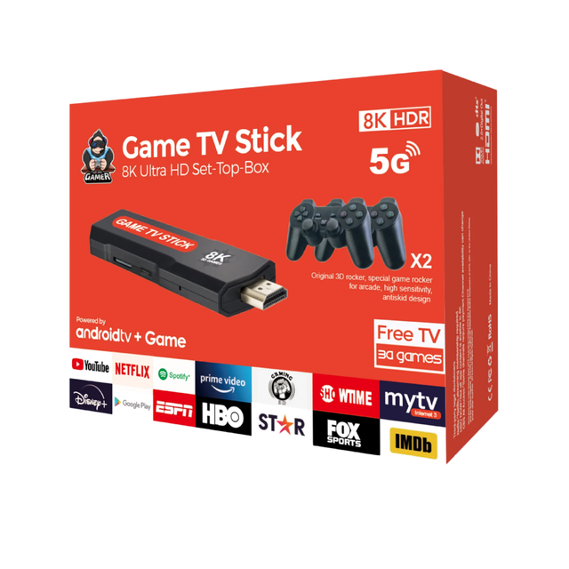 Custom X2 Plus 64G-128G 8K Game TV Stick 40000+ Pre-loaded Games Vulkan Support, B2B Supplier for Gift Promotions Bulk Order