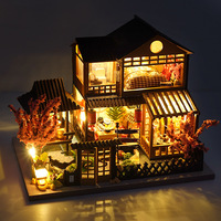 Kit de maison miniature en bois 3D à faire soi-même avec lumières LED, jouet créatif, cadeau d'anniversaire, vente en gros