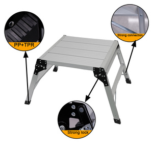 Plateforme de travail pliante en aluminium robuste, capacité 150 kg, grande surface de stationnement, échelle-banc pour cloisons sèches et entretien - Product Image 4