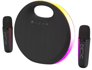 Altoparlante <span class=keywords><strong>Karaoke</strong></span> Portatile RGB con Doppio Microfono per Esterni e Interni, Audio Potente, Alimentato a Batteria per iPhone e Android - Product Image 1