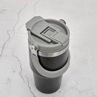Gourde isotherme en acier inoxydable avec logo personnalisé, 20 oz et 30 oz, avec poignée et paille rabattable