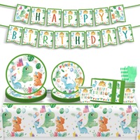 Vaisselle jetable sur le thème des dinosaures de dessin animé, monde dinosaure, fête d'anniversaire pour bébés et enfants, assiettes, serviettes, gobelets pour 10 invités