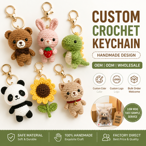 Porte-clés en crochet personnalisé, porte-clés en tricot fait main, animal en peluche, cadeau personnalisé, vente en gros OEM - Product Image 1