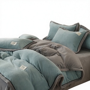 Piumino Moderno in <span class=keywords><strong>Velluto</strong></span> per Maternità e Neonati, Set Quattro Pezzi, Morbido e Caldo, per Dormitorio Studentesco, Singolo/Doppio, Tinta Unita, Autunno/Inverno - Product Image 1