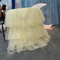 Jupe de table Muwei multicouche à volants en tulle, élégante et luxueuse, pour mariage, dessert, fête d'anniversaire, décoration de table intérieure et extérieure