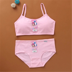 Conjunto de Sujetador de algodón sin anillo de acero para chicas, conjunto de ropa interior y bragas de Color sólido acolchado para adolescentes, Conjunto de sujetador para chicas, sin anillo de acero, 2 unidades - Product Image 5