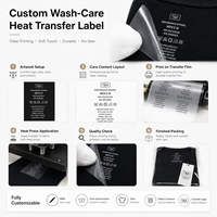 Étiquettes de lavage personnalisées sans couture, imprimées par transfert thermique, symboles de lavage pour vêtements durables, étiquettes de vêtements
