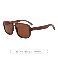 Lunettes de soleil rétro en bois de bambou de haute qualité, double pont en bois, polarisées UV400, pour hommes