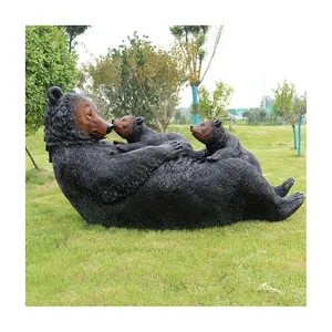 New Customized Products Durable Brown Bear Outdoor Animal Bronze Garden Sculpture