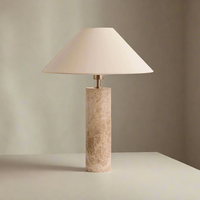 Lampe de table en marbre antique de style Wabi-Sabi moderne avec abat-jour en tissu pour salon, bureau, chambre à coucher, chevet, décoration intérieure