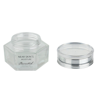 Toples Kosmetik Isi Ulang 50G, Toples Krim Botol Terpisah Kelas Atas Tebal Kaca Buram Toples Segi Enam Kosmetik Kosong 50G