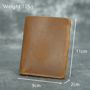 <span class=keywords><strong>Portafoglio</strong></span> Classico Minimalista Vintage in Vera Pelle di Vacchetta Crazy Horse, Corto Orizzontale e <span class=keywords><strong>Verticale</strong></span>, <span class=keywords><strong>Piccolo</strong></span> Portamonete Unisex - Product Image 2