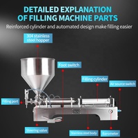 Machine de remplissage et de dosage pneumatique semi-automatique à tête unique pour liquides, miel, pâtes, sauces et crèmes, de 10 à 100 ml