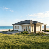 Maisons préfabriquées de luxe à toit plat, 3 chambres, structure en acier léger, villas modernes prêtes à l'installation rapide
