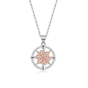 Vintage Trendy Copper Micro Insert Zircon Rotating Rose Flower Pendant Anti Anxiety Compass <b>Locket</b> Necklace for Women Party - Product Image 5