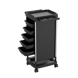 Chariot de salon de coiffure en plastique avec roulettes, déplacement facile, design moderne, noir - Product Image 2