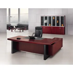 Popular modern design veneer office executive CEO/manager/boss table solid wooden L shaped computer table good price durable
