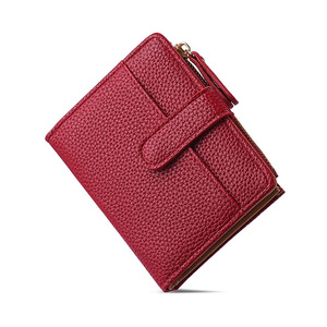 Portefeuille fin en cuir pour femme avec fermeture éclair, porte-cartes, fenêtre d'identification, porte-monnaie, doublure en polyester, usage quotidien - Product Image 1