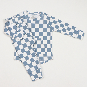 <span class=keywords><strong>Pigiama</strong></span> per bambini in cotone di bambù <span class=keywords><strong>2</strong></span> <span class=keywords><strong>pezzi</strong></span> comodo abbigliamento per bambini Set Jogger a scacchi abbigliamento per bambini inverno - Product Image 4