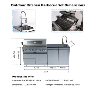 En stock entrepôt USA – Offre Spéciale Été : Grills de jardin, Ensemble de cuisine extérieure modulaire en acier inoxydable 304 avec évier, robinets et rangement - Product Image 2