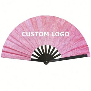 Abanicos Decorativos Plegables con Logotipo Personalizado, Abanico de Mano Plegable con Brillo para Baile - Product Image 2
