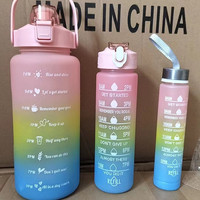 Nouvelles tasses à eau en plastique de couleur dégradée, trois ensembles, avec marques graduées, pour le sport