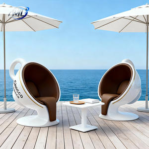 Fauteuil de salon moderne en fibre de verre avec dossier en cuir PU, forme créative, meubles durables pour salon, appartement - Product Image 6