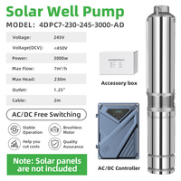 Pompe submersible solaire hybride AC/DC DIFFUL 3000W 4HP sans balais en acier inoxydable pour l'irrigation agricole