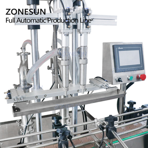 ZONESUN ZS-FAL180R4 حليب الصويا التلقائي المكبس السائل ملء السد ووضع العلامات آلة خط مع U نمط الحزام الناقل - Product Image 2