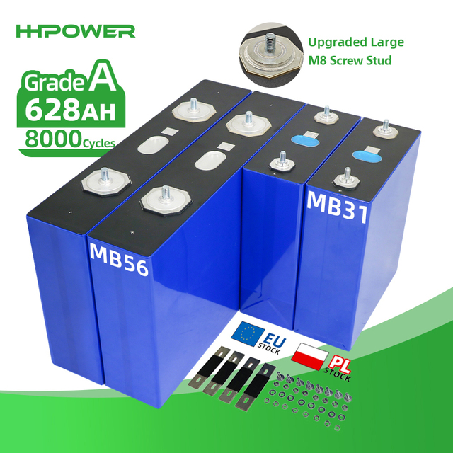 HHPOWER Eu Stock MB56 3.2v 628ah Lifepo4 Battery Cell Grade a EVE MB56 3.2V 628AH Prismatic Lfp Lithium Ion Batteries