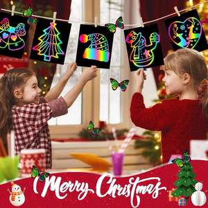 Papel Mágico para Rascar con Efecto Arcoíris, Tarjetas Holográficas Negras para Rascar, Manualidades, Juguetes Educativos, Regalo de Cumpleaños para Niños - Product Image 2