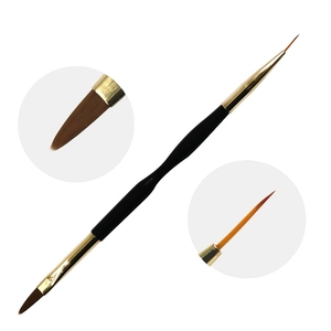 Pinceau à ongles double embout en nylon plat pour gel et acrylique, manche en plastique, virole en aluminium, outil de manucure pour la peinture des ongles - Product Image 4