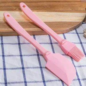 Pink Màu Sắc Silicone 2Pcs Bơ Spatulas Bánh Kem Scraper Dầu Cọ Baking Dụng Cụ Set