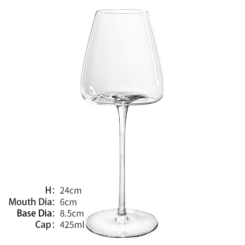 Verre à vin rouge à pied en cristal ultra-fin transparent de 425 ml