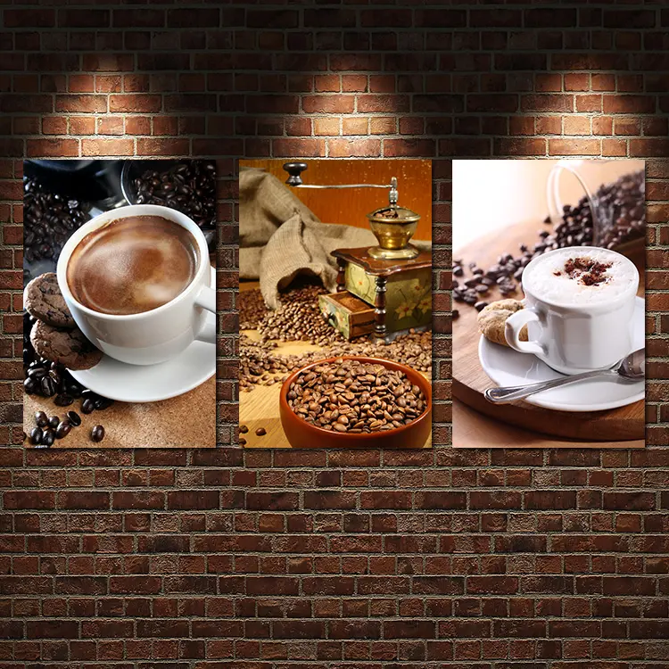 Wall Art Picture Canvas Paintings 3 Panels Wall Decoration Canvas Photo Prints Modern Kitchen Scene Coffee on canvas