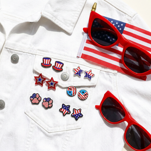Boucles d'oreilles à clous en acrylique patriotiques avec drapeau américain |   Étoiles du 4 juillet, Jour de l'Indépendance |   Bijoux de Fêtes en Gros - Product Image 5