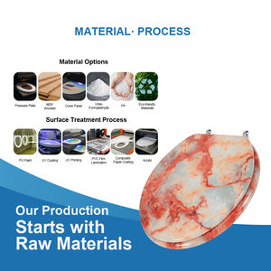 赤い大理石模様の便座成形木制便座静かに閉じるとバスルーム用クイックリリースヒンジ - Product Image 3