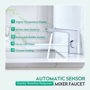 Luxury Touchless Ceramic Valve <b>Deck</b> Mounted 1 Handle Bathroom Basin Mixer Taps Automatic Switch Faucet Smart Digital Sink Tap - Product Image 4