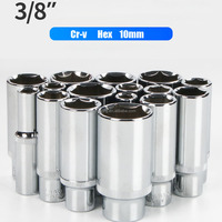Clé à cliquet à douille à six pans en alliage antirouille CRV de 63 mm, entraînement de 3/8\", douilles hexagonales profondes personnalisables OEM, chromées
