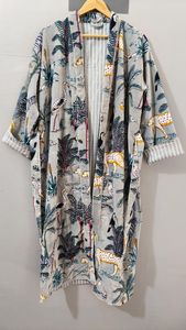 Robe longue pour femme à imprimé animal, sans col, manches trois quarts, tissée douce, vêtements de détente d'été, 100% velours - Product Image 3