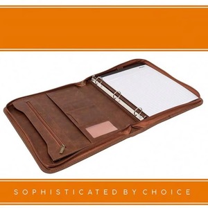 Porte-documents BSCI avec fermeture éclair métallique, classeur à 3 anneaux amovible, bloc-notes format lettre offert, pour entretiens, CV et documents - Product Image 2