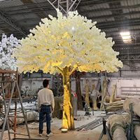 OH ARTS 2,4m Handgefertigter Wasserdichter LED Künstlicher Kirschblütenbaum Weiß-Rosa für Hochzeit Innen- und Außenbereich Garten Einkaufszentrum Weihnachten