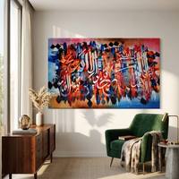 Peinture à l'huile sur toile peinte à la main, taille personnalisée, couleurs vives, texture épaisse, art abstrait au couteau à palette pour la décoration du salon