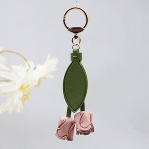 PU <b>Leather</b> Tulip Keychain & Bag Charm Southeast Asia Style Printed Logo Decoration Fine Pendant Charms - Product Image 6