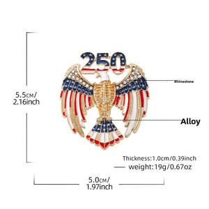 Broche Patriótico Águia 250º Aniversário EUA - Bandeira Americana com Strass, Presente Comemorativo Patriótico para Homens e Mulheres no Dia Nacional - Product Image 2
