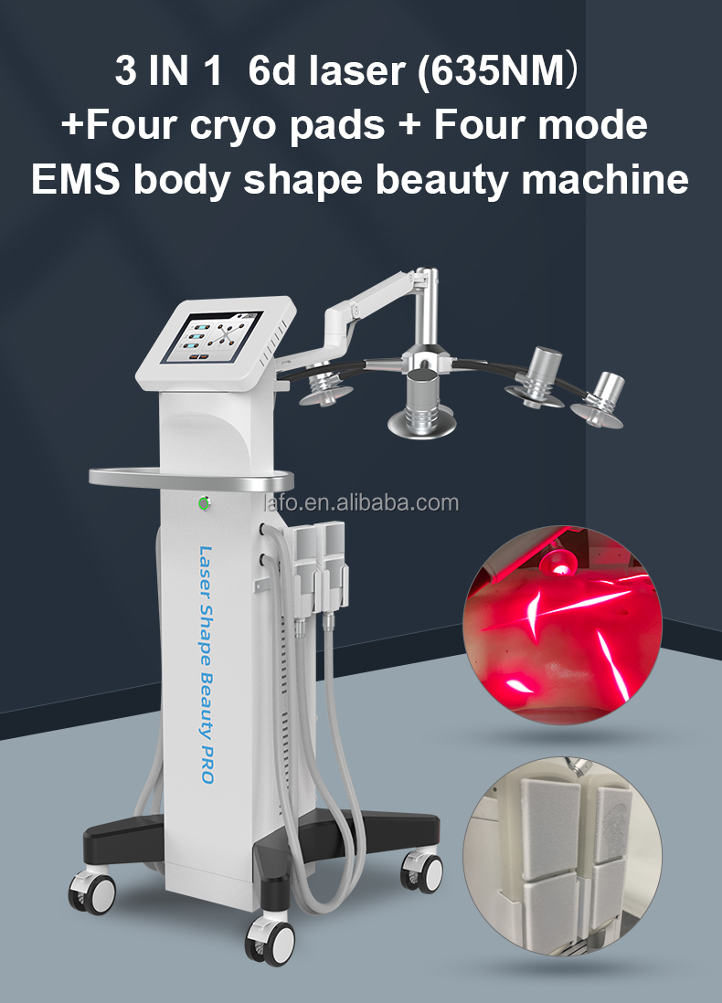 LF-353A Lipo 6D Laser +EMS + Cryo Green Red Laser Fat Removal Slimming Machine for Salon/spa